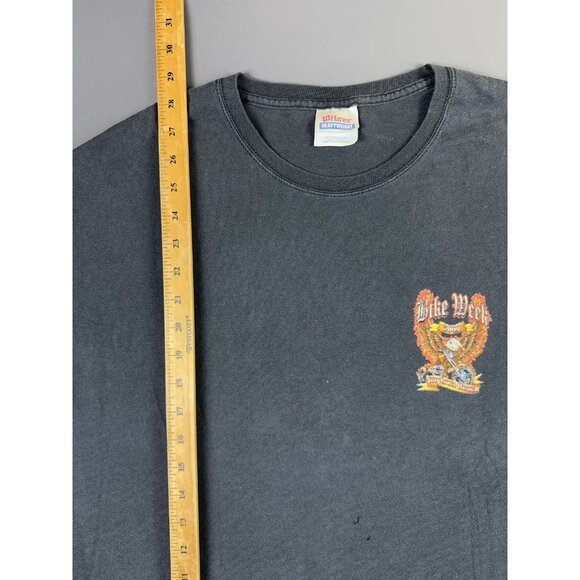 Rare Vintage Y2K Bike Week 2009 Daytona Beach Eagle Thrashed Faded Black XL Tee - Picture 11 of 11